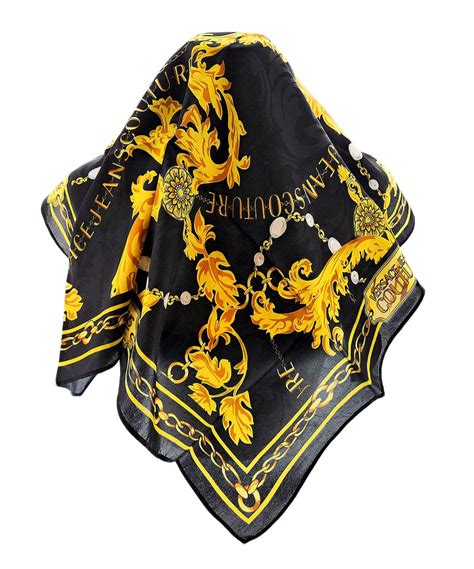 versace baroque-print silk scarf|Versace printed silk scarf.